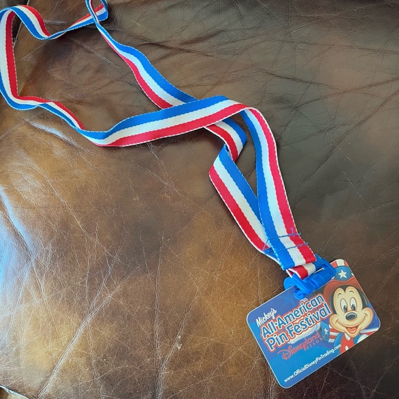 Mickey’s all American pin festival Disneyland pin lanyard